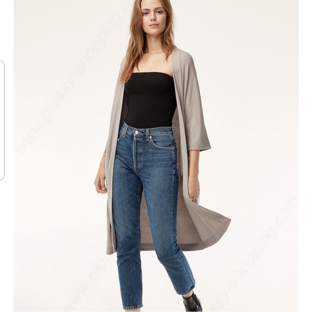 ◾️Aritzia Wilfred Free Zlata Long Pocket Heather Grey Cardigan